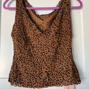 SHEIN Bae. leopard print V-neck cami top for women. Size L. NWT.